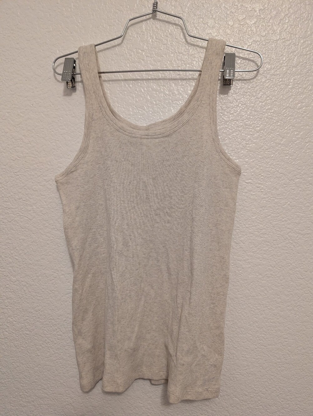 Quince Organic Cotton Micro Rib Scoop Neck Tank Heather Oatmeal Small